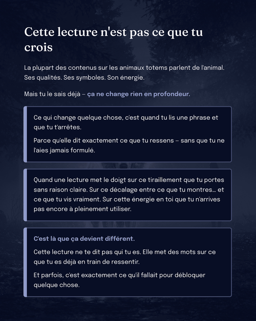 Ta lecture personnalisée Animal Totem 10 à 15 pages